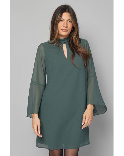 Wallis Green Embellished Neck Shift Dress