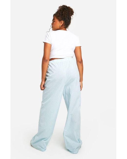Boohoo Blue Plus Elasticated Waist Gingham Trouser