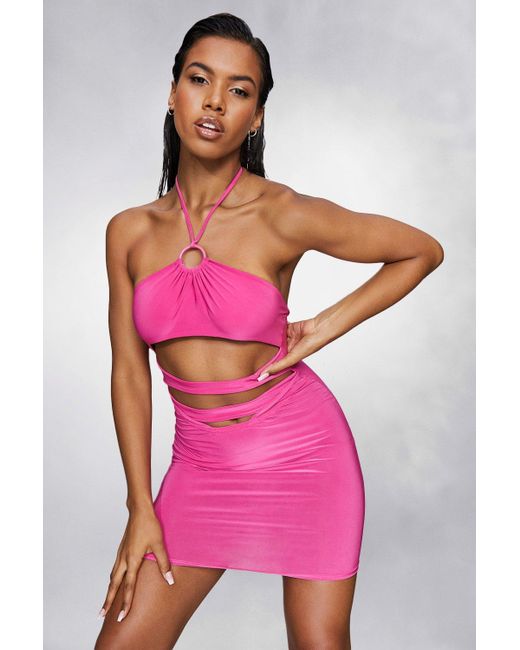 Boohoo Slinky O Ring Cut Out Mini Dress In Pink Lyst Boohoo Slinky O Ring Cut Out Mini Dress In Pink Lyst