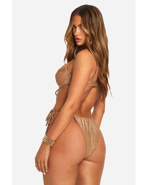 Boohoo Brown Glitter Underwire Bikini Set