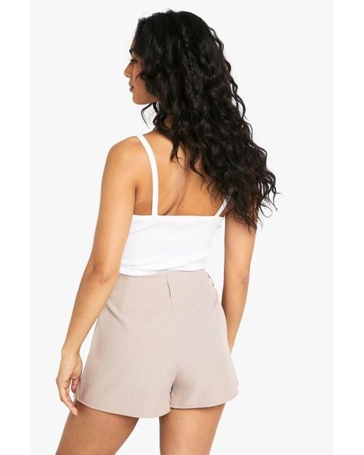 Boohoo White Pleated Tailored Mini Skort