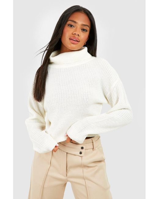 Boohoo White Basic Roll Neck Jumper