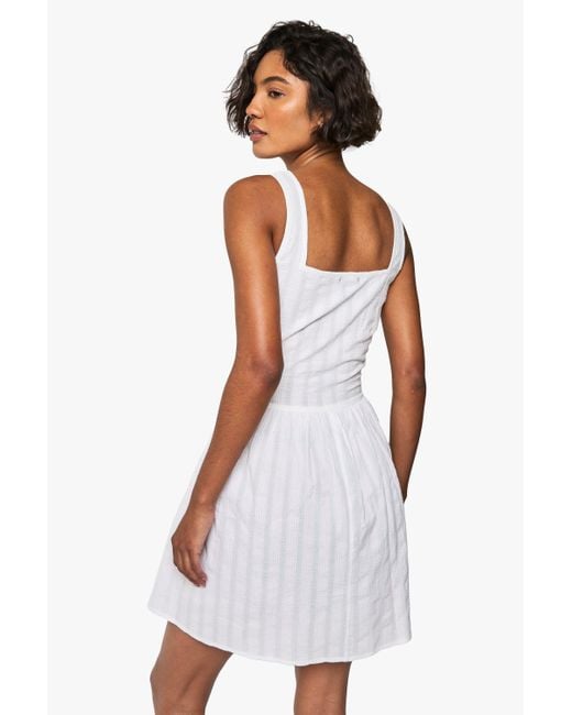 Boohoo White Tall Stripe Seersucker Mini Dress