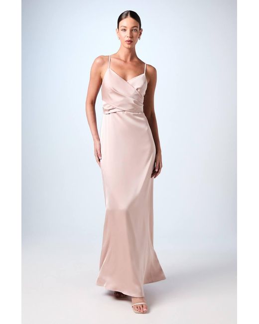 Coast Brown Wrap Waist Satin Cami Bridesmaid Dress