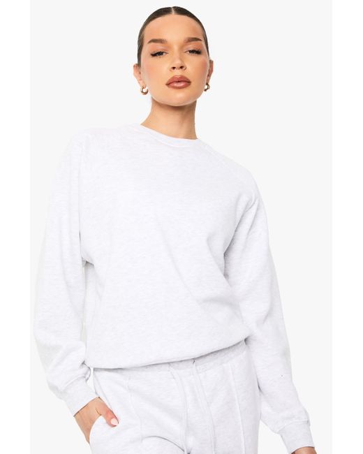 Sudadera Oversize Con Costuras De Ranglán Boohoo de color White