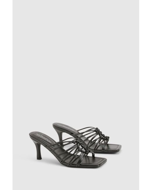 Boohoo Black Caged Detail Heeled Mules