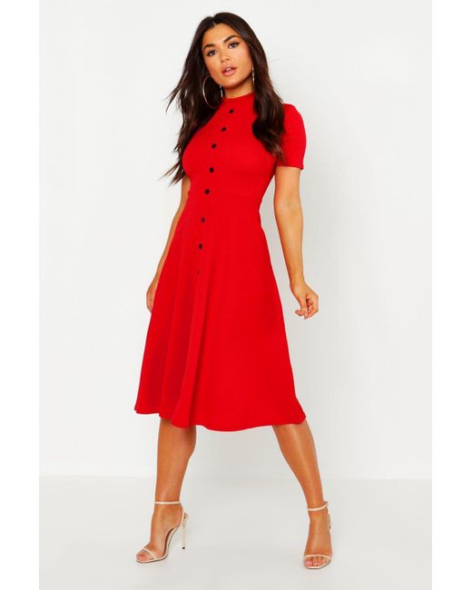 womens red skater dress