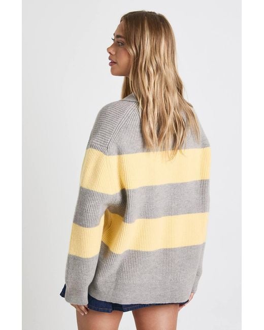 Boohoo Blue Chunky Knit Oversized Collared Button Down Sweater