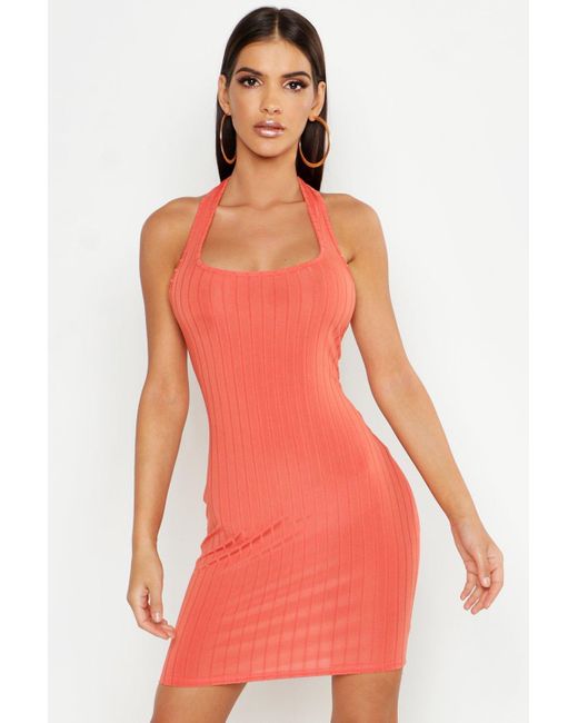 orange mini bodycon dress