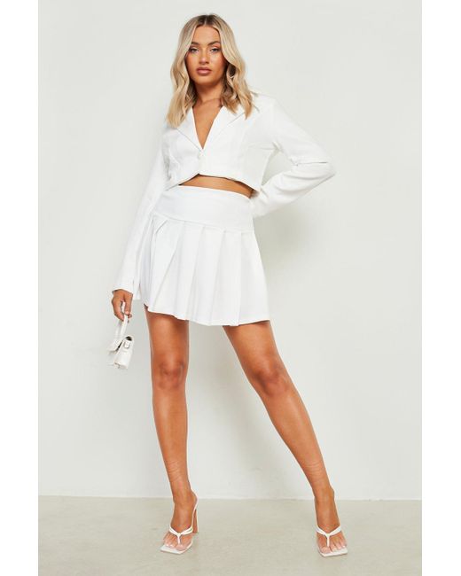 Boohoo Micro Mini Pleated Tennis Skirt in White | Lyst