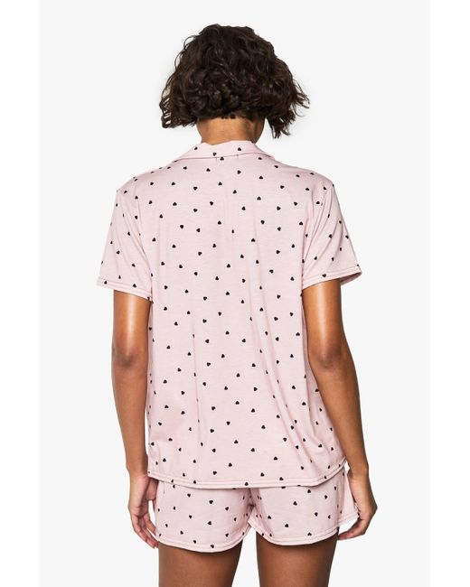 Boohoo Pink Tall Heart Print Short Sleeve Shirt & Shorts Pyjama Set