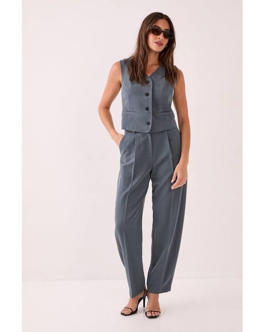 Nasty Gal Blue Tailored Boxy Button Through Waistcoat