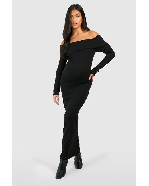 Boohoo black deals bardot dress