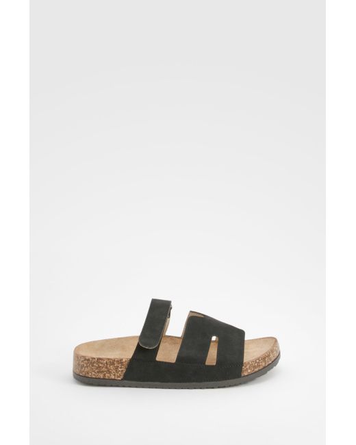 Boohoo Black Cut Out Strap Detail Sliders