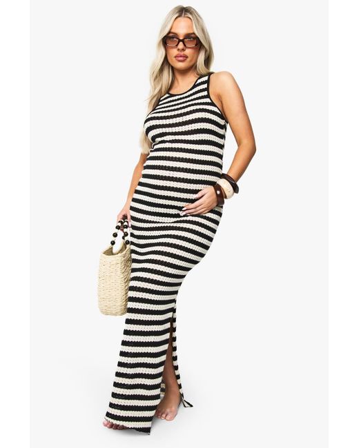 Boohoo Women's Blue Maternity Sleeveless Crochet Maxi Beach Dress Boohoo Women's Blue Maternity Sleeveless Crochet Maxi Beach Dress