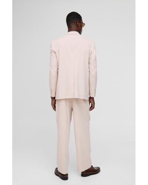 Boohoo Natural Relaxed Fit Linen Blend Blazer