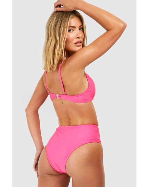 Boohoo Pink Essentials High Waisted Bikini Brief