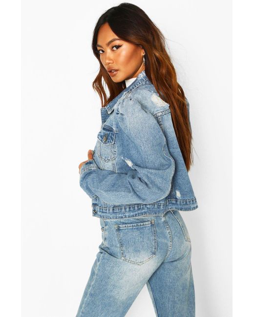 blue jean distressed jacket