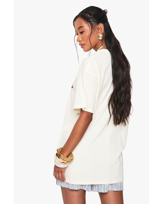Camiseta Oversize Con Estampado De Arándanos Boohoo de color White