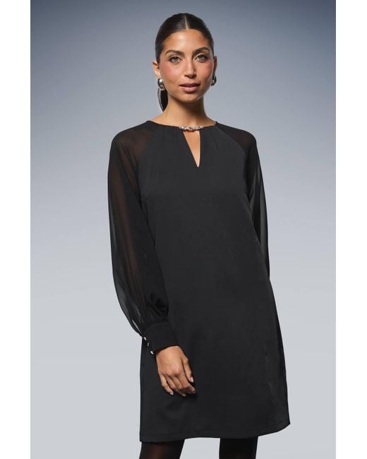 wallis chiffon dress Navy Wallis Chiffon Pleated Sleeve Midi Dress