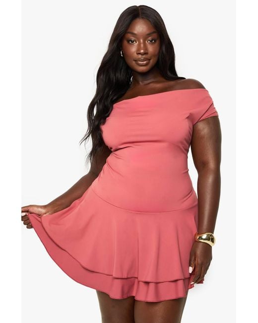 Pink Boohoo Curve Skater Dress Boohoo Plus Premium Guipure Lace