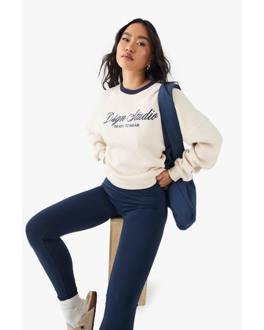 Sudadera Oversize Con Bordado Dsgn Studio En Contraste Boohoo de color White