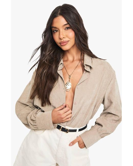 Boohoo Natural Peached Shoulder Pad Shirt