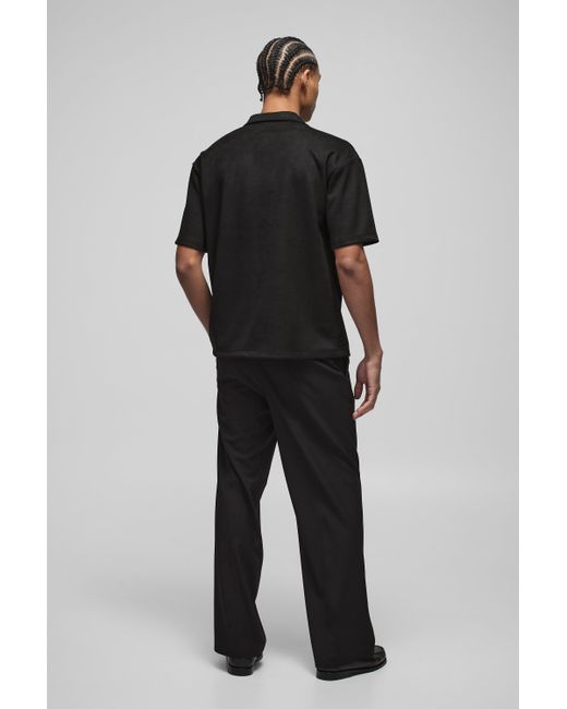 BoohooMAN Oversize Hemd aus Wildleder-Imitat in Black für Herren