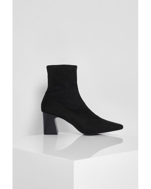 pointed low block heel