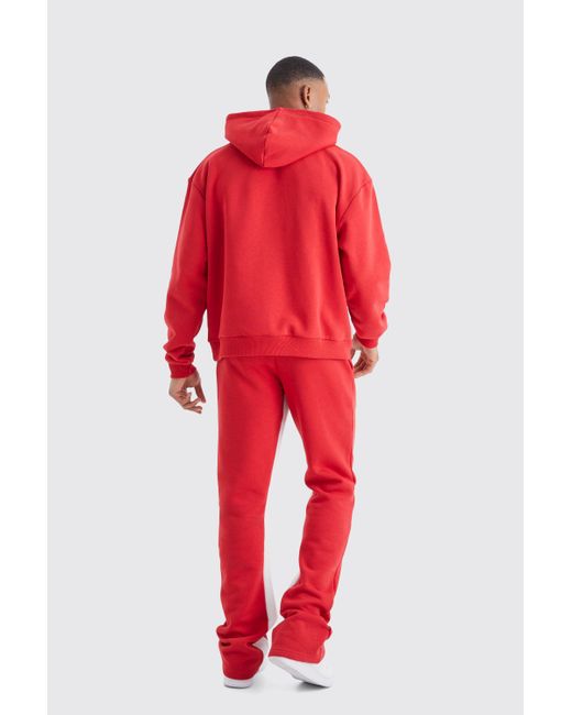 BoohooMAN Red Worldwide Oversized Stacked Gusset Tracksuit for men