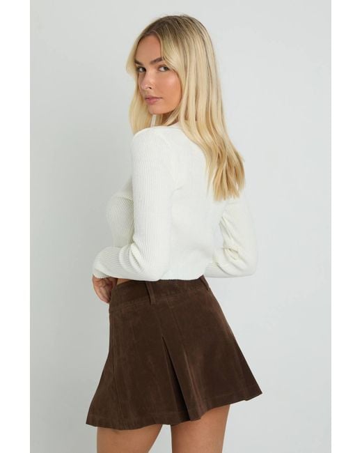 Boohoo White V Neck Button Up Skinny Rib Cardigan
