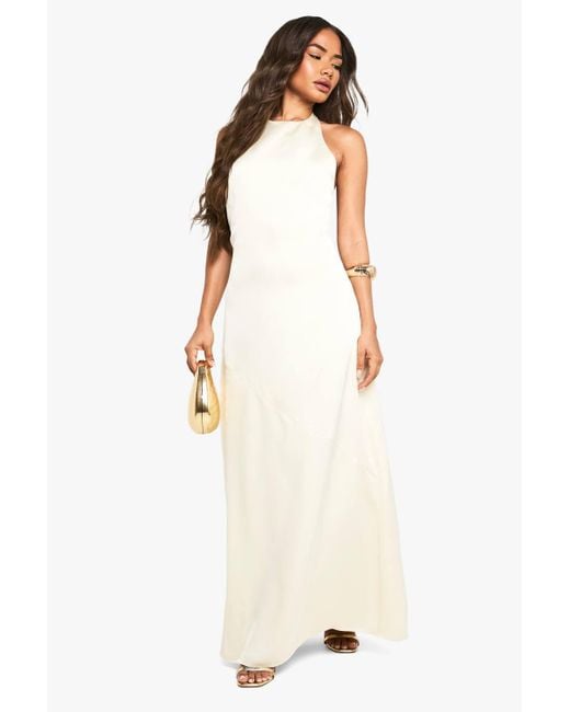 boohoo cream dress boohoo Women's Petite Fluffy Yarn Long Sleeve Knitted Maxi Dress in Cream | Size: Large