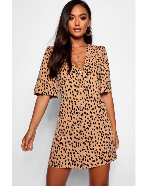 Boohoo Petite Dalmatian Print Button 
