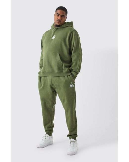 BoohooMAN Plus Man Regular Fit Hooded Tracksuit in Green für Herren