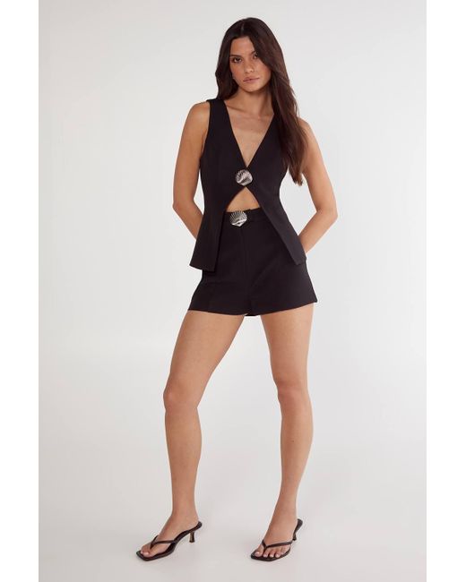 Nasty Gal Black Shell Trim Tailored Top