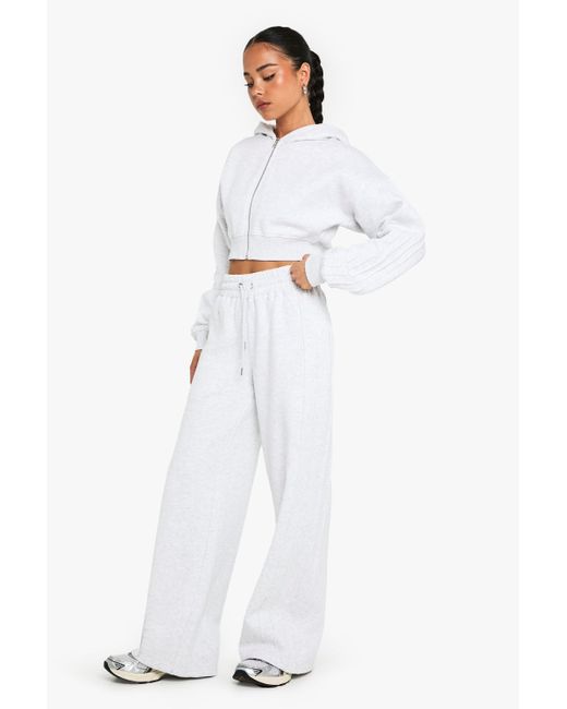 Sudadera Crop Recta Con Capucha Boohoo de color White