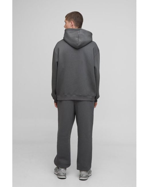 BoohooMAN Gray Basic Oversized Over The Head Hoodie for men