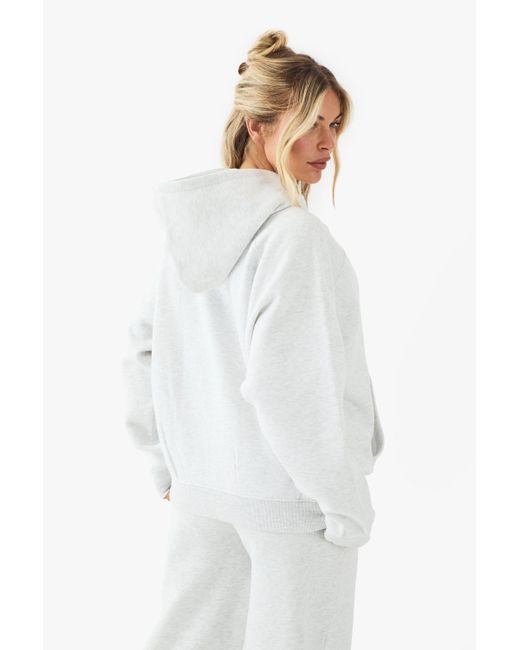 Boohoo White Dsgn Studio Script Oversized Hoodie