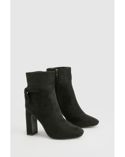 Boohoo Bow Detail Block Heel Ankle Boots in Black Lyst Canada