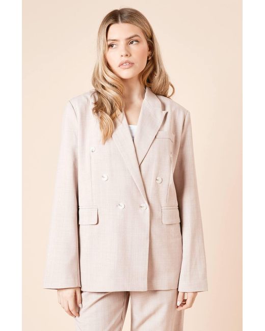 Dorothy Perkins Natural Oversized Double Breasted Stripe Blazer