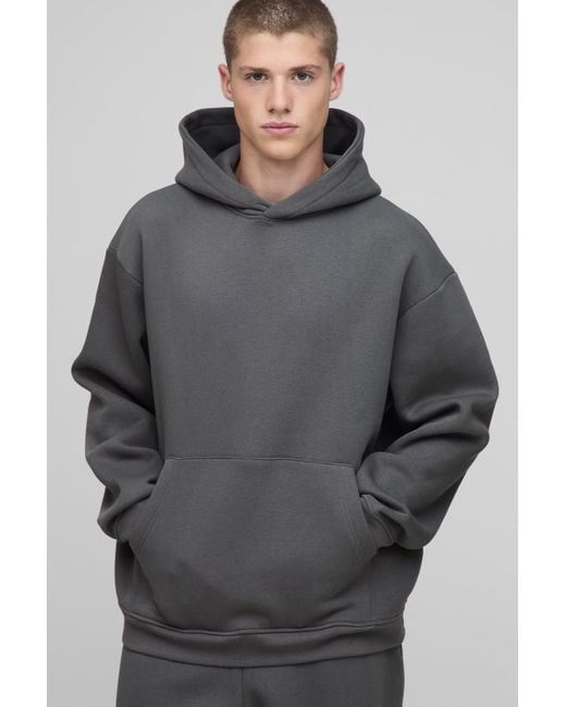 BoohooMAN Gray Basic Oversized Over The Head Hoodie for men