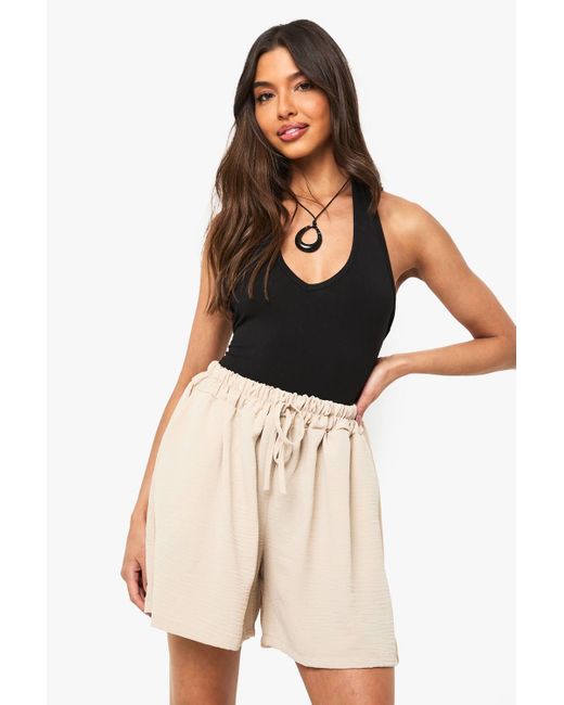 Boohoo Natural Woven Drawstring Shorts