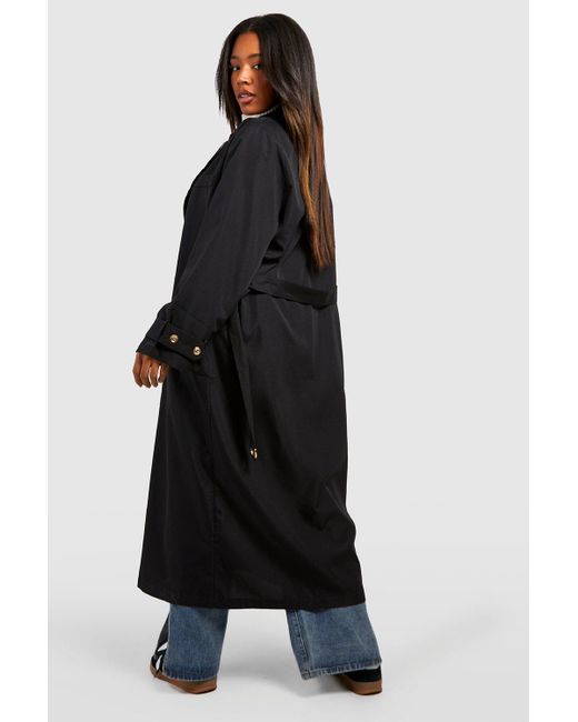 Boohoo Black Plus Woven Tailored Belted Trench Coat
