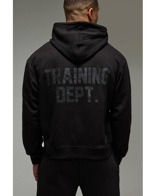 Boohoo Black Active Training Dept Boxy Hoodie
