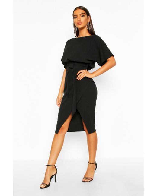 waist tie midi dress