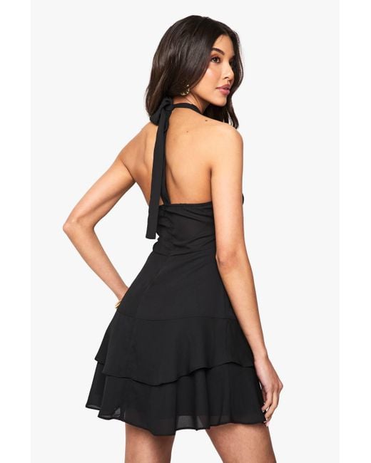 white christmas dresses Night Music Ruffled Chiffon Mini Skater Dress, Black / L main image 0