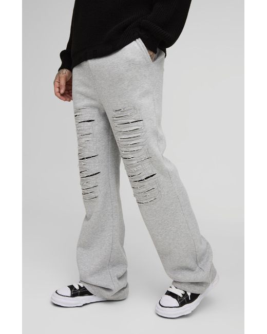 BoohooMAN Tall lockere zerrissene Schlag-Jogginghose in Gray für Herren