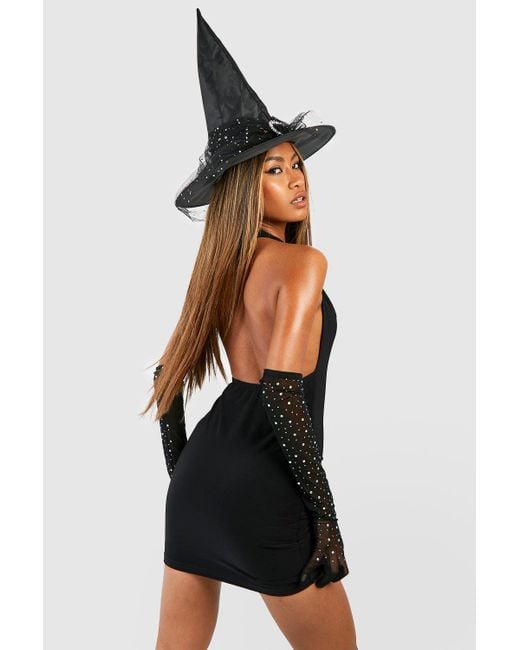 Boohoo Black Halloween Backless Halterneck Mini Dress