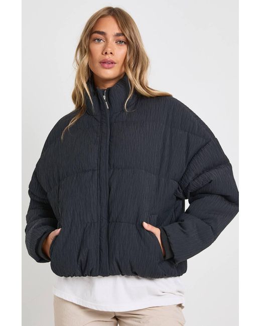 Boohoo Blue Textured Puffer Jacket