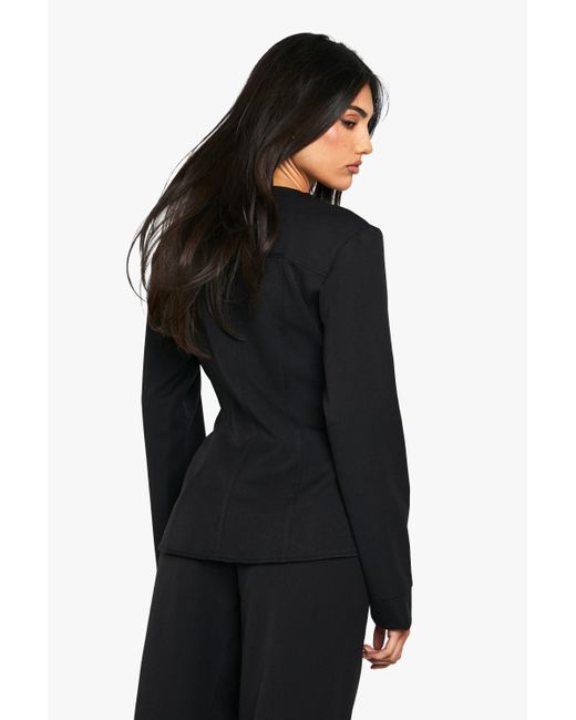 Boohoo Black Button Structured Tailored Blazer